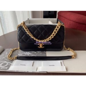Replica Chanel Small Straight-Lined Black Flap Bag A91864 2