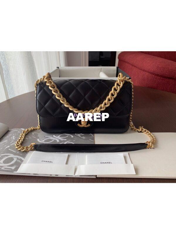 Replica Chanel Small Straight-Lined Black Flap Bag A91864 2