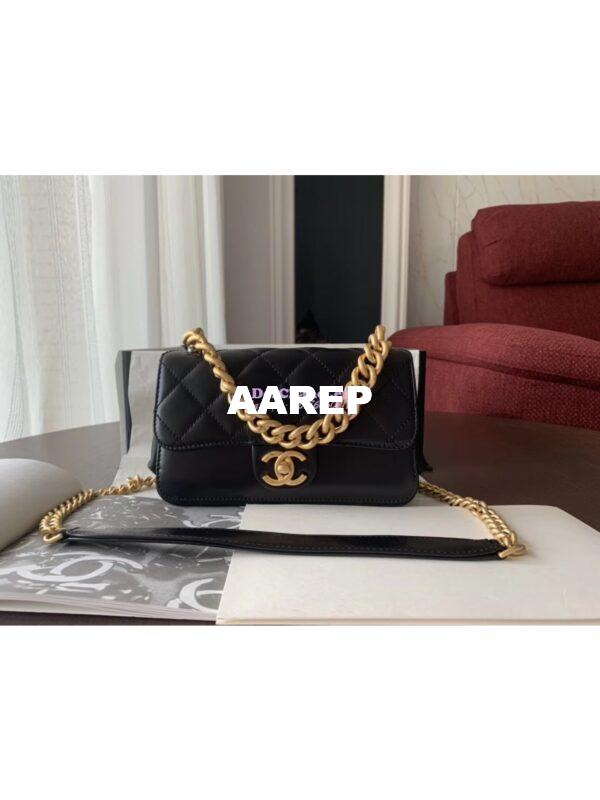 Replica Chanel Small Straight-Lined Black Flap Bag A91864 11