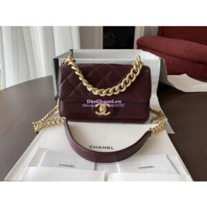 Replica Chanel Small Straight-Lined burgundy Flap Bag A91864