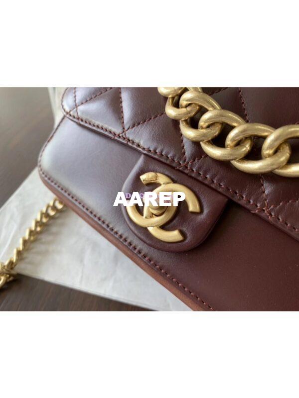 Replica Chanel Small Straight-Lined burgundy Flap Bag A91864 2