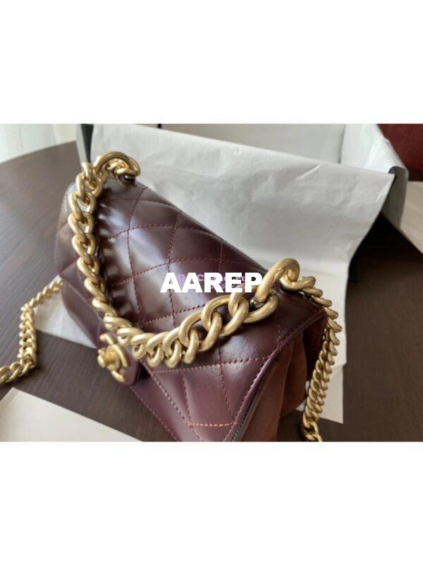 Replica Chanel Small Straight-Lined burgundy Flap Bag A91864 3