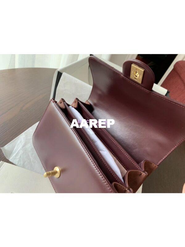 Replica Chanel Small Straight-Lined burgundy Flap Bag A91864 5