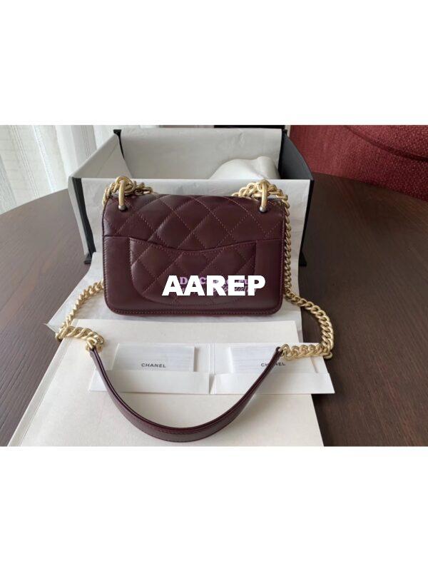 Replica Chanel Small Straight-Lined burgundy Flap Bag A91864 9