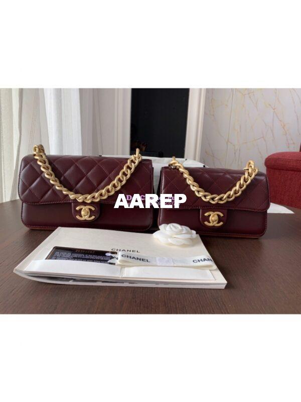 Replica Chanel Small Straight-Lined burgundy Flap Bag A91864 10