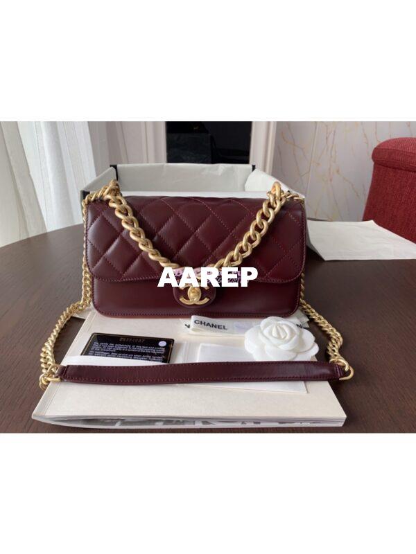 Replica Chanel Small Straight-Lined burgundy Flap Bag A91864 11
