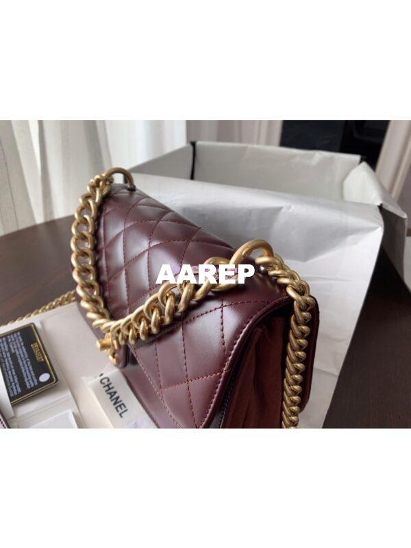 Replica Chanel Small Straight-Lined burgundy Flap Bag A91864 12