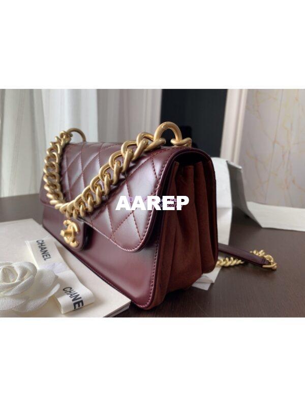 Replica Chanel Small Straight-Lined burgundy Flap Bag A91864 13