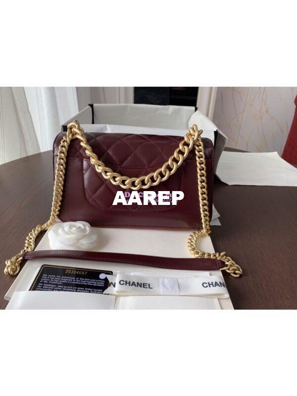 Replica Chanel Small Straight-Lined burgundy Flap Bag A91864 16