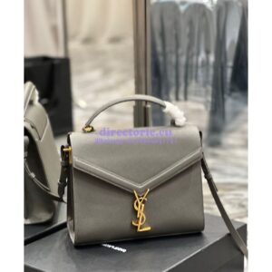 Replica YSL Saint Laurent Cassandra Medium Top Handle In Grain de poudre 578000 Fog 2