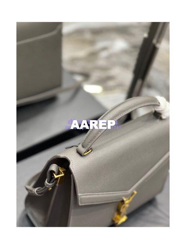 Replica YSL Saint Laurent Cassandra Medium Top Handle In Grain de poudre 578000 Fog 7