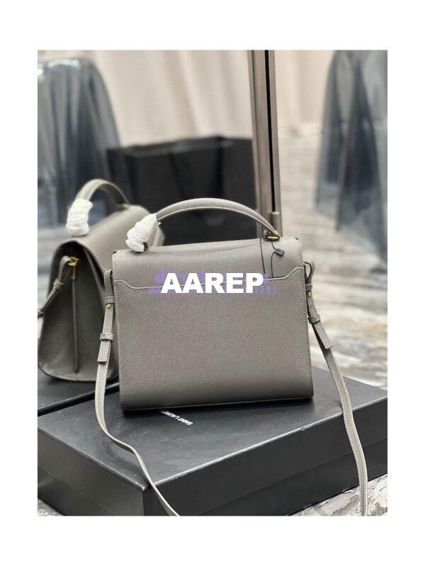Replica YSL Saint Laurent Cassandra Medium Top Handle In Grain de poudre 578000 Fog 14