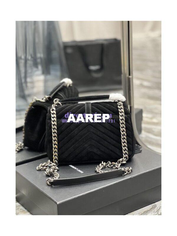 Replica YSL Saint Laurent College Medium Chain Bag In Light Suede With Fringes 531705 Black 11