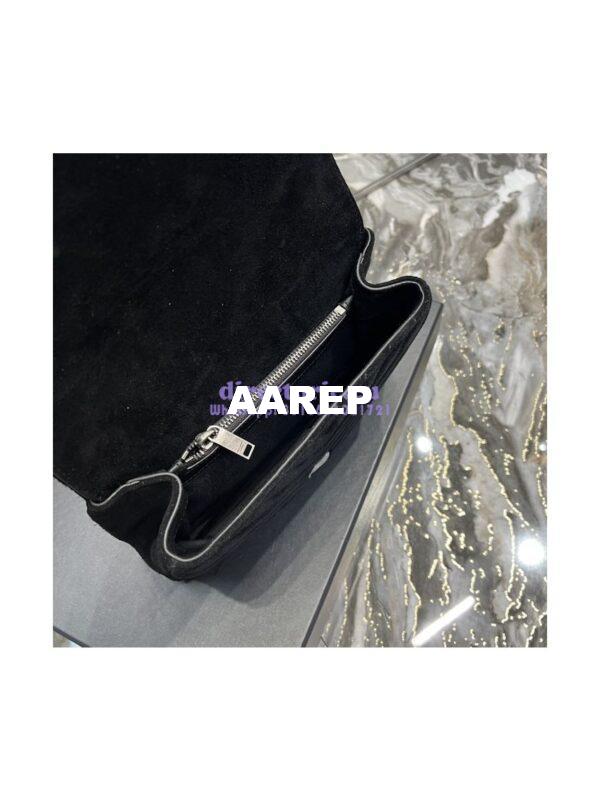 Replica YSL Saint Laurent College Medium Chain Bag In Light Suede With Fringes 531705 Black 12
