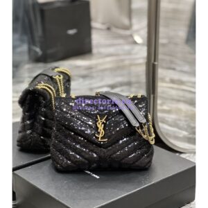 Replica YSL Saint Laurent Loulou Small Chain Bag In Quilted "Y" Leather, Satin And Sequins 494699
