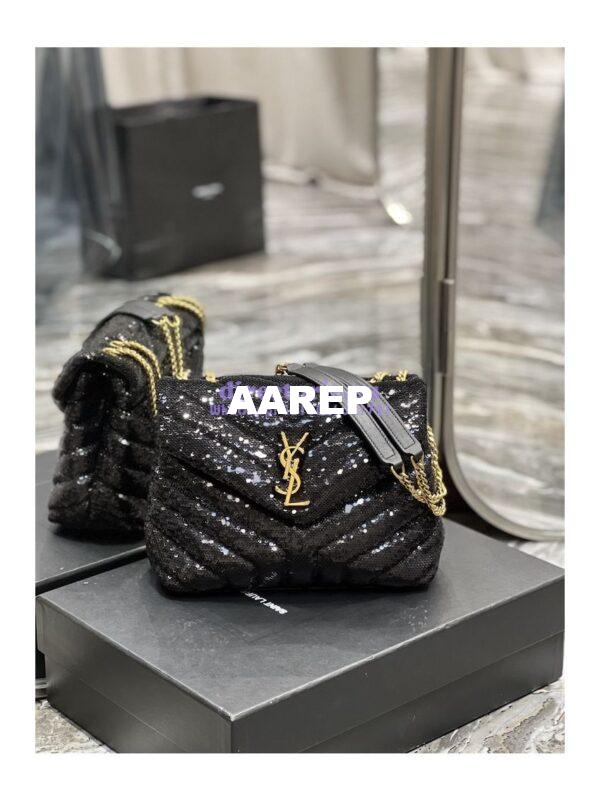 Replica YSL Saint Laurent Loulou Small Chain Bag In Quilted "Y" Leather, Satin And Sequins 494699