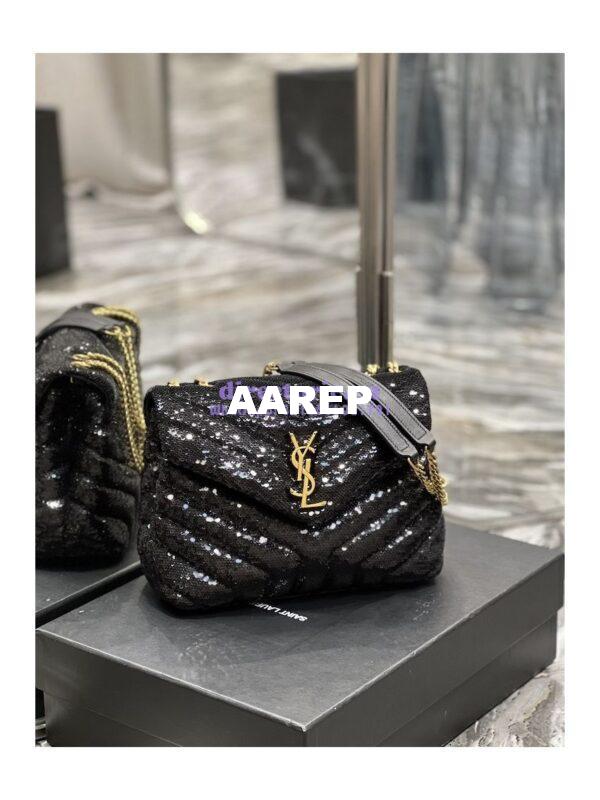 Replica YSL Saint Laurent Loulou Small Chain Bag In Quilted "Y" Leather, Satin And Sequins 494699 2