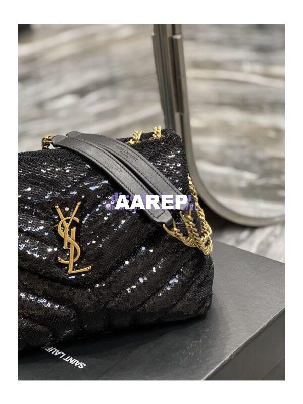 Replica YSL Saint Laurent Loulou Small Chain Bag In Quilted "Y" Leather, Satin And Sequins 494699 4
