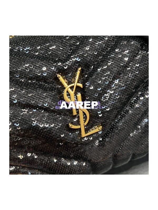 Replica YSL Saint Laurent Loulou Small Chain Bag In Quilted "Y" Leather, Satin And Sequins 494699 5