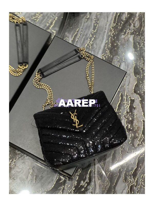 Replica YSL Saint Laurent Loulou Small Chain Bag In Quilted "Y" Leather, Satin And Sequins 494699 6
