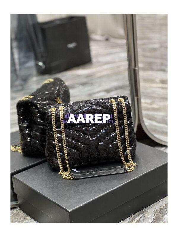 Replica YSL Saint Laurent Loulou Small Chain Bag In Quilted "Y" Leather, Satin And Sequins 494699 7