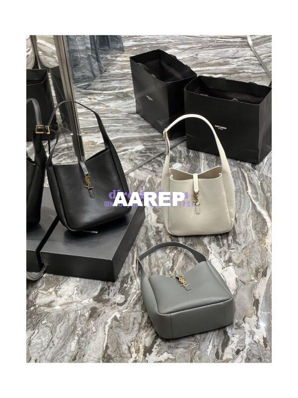 Replica YSL Saint Laurent Le 5 À 7 Soft Small Hobo Bag In Smooth Leather 713938 Storm 3