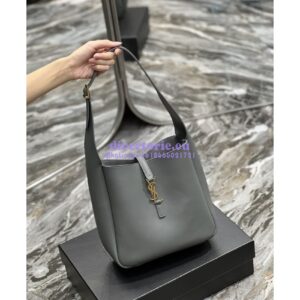 Replica YSL Saint Laurent Le 5 À 7 Soft Small Hobo Bag In Smooth Leather 713938 Storm 2