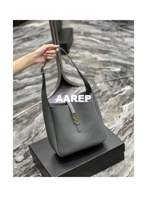 Replica YSL Saint Laurent Le 5 À 7 Soft Small Hobo Bag In Smooth Leather 713938 Storm 4