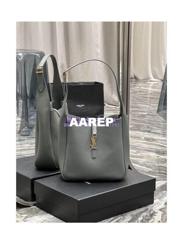 Replica YSL Saint Laurent Le 5 À 7 Soft Small Hobo Bag In Smooth Leather 713938 Storm 5