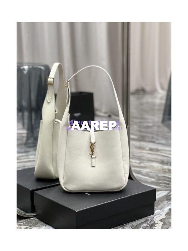 Replica YSL Saint Laurent Le 5 À 7 Soft Small Hobo Bag In Smooth Leather 713938 Blanc 3