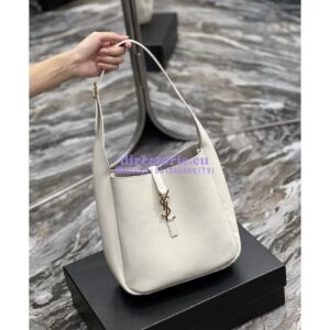 Replica YSL Saint Laurent Le 5 À 7 Soft Small Hobo Bag In Smooth Leather 713938 Blanc 2