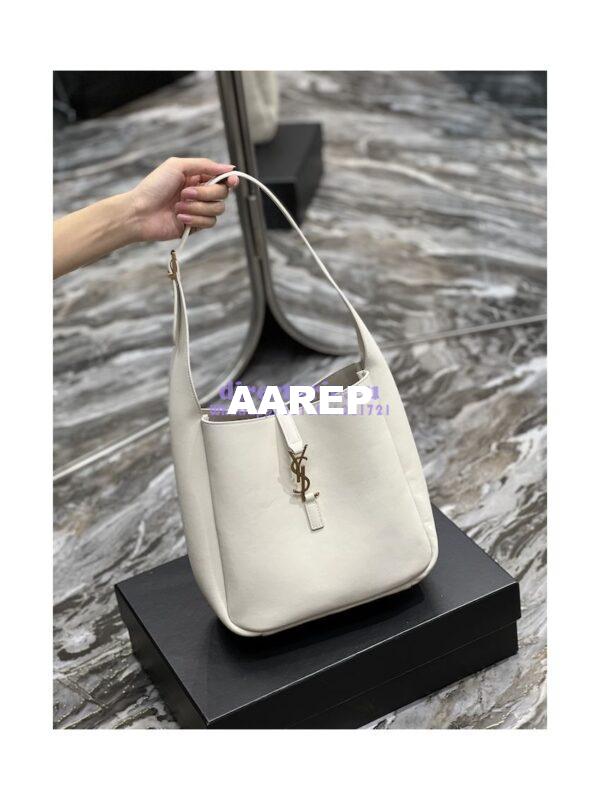 Replica YSL Saint Laurent Le 5 À 7 Soft Small Hobo Bag In Smooth Leather 713938 Blanc 4