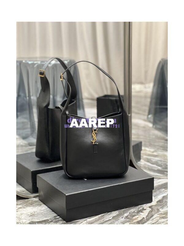 Replica YSL Saint Laurent Le 5 À 7 Soft Small Hobo Bag In Smooth Leather 713938 Black 3