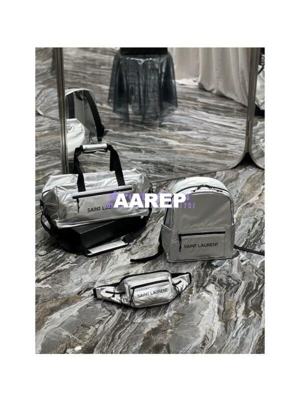 Replica YSL Saint Laurent Nuxx Backpack In Metallized Nylon 623698 Platinum 3