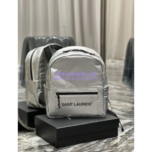 Replica YSL Saint Laurent Nuxx Backpack In Metallized Nylon 623698 Platinum 2