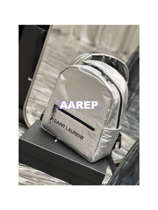 Replica YSL Saint Laurent Nuxx Backpack In Metallized Nylon 623698 Platinum 5