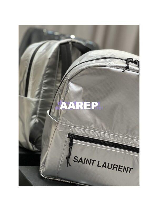 Replica YSL Saint Laurent Nuxx Backpack In Metallized Nylon 623698 Platinum 6