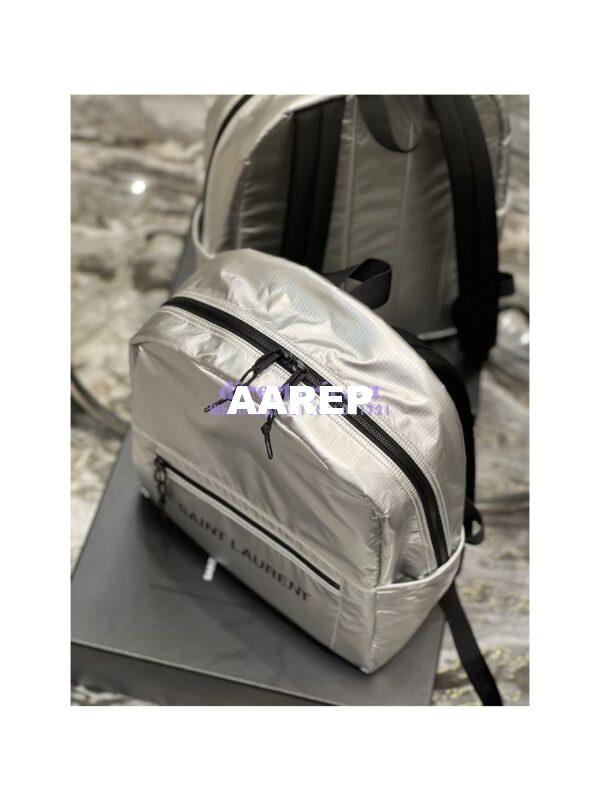 Replica YSL Saint Laurent Nuxx Backpack In Metallized Nylon 623698 Platinum 8