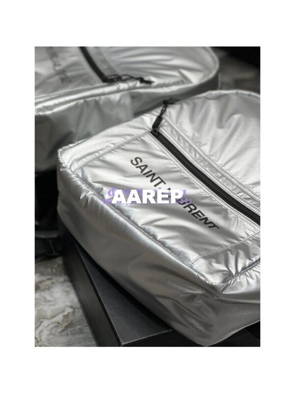 Replica YSL Saint Laurent Nuxx Backpack In Metallized Nylon 623698 Platinum 12