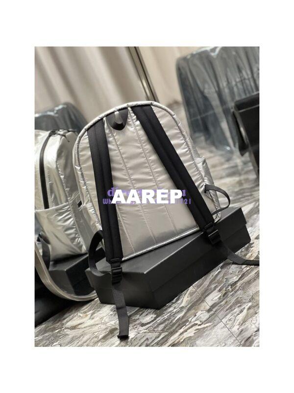 Replica YSL Saint Laurent Nuxx Backpack In Metallized Nylon 623698 Platinum 13