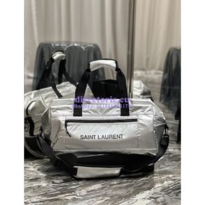 Replica YSL Saint Laurent Nuxx Duffle In Metallized Nylon 581374 Platinum