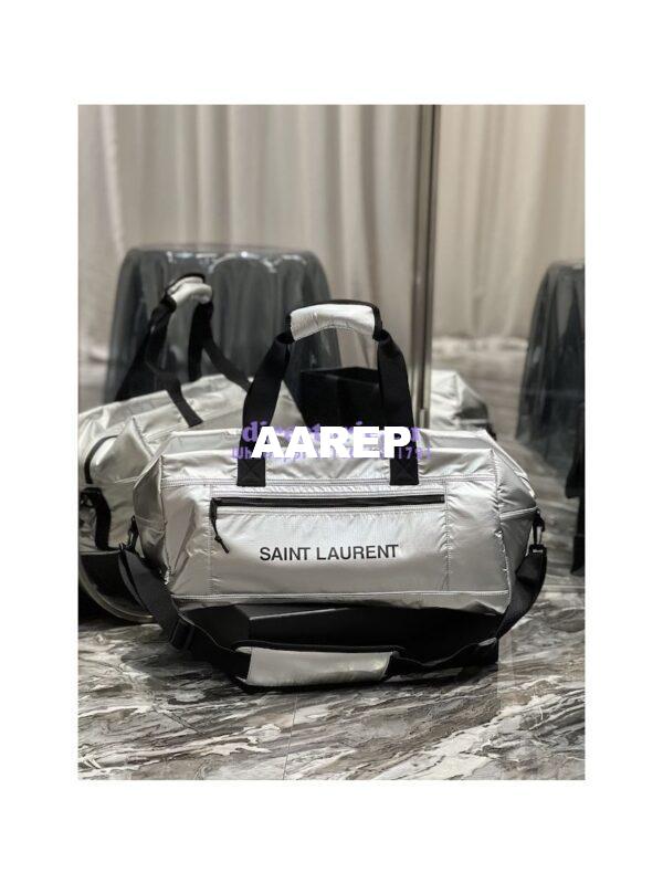 Replica YSL Saint Laurent Nuxx Duffle In Metallized Nylon 581374 Platinum 3