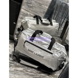 Replica YSL Saint Laurent Nuxx Duffle In Metallized Nylon 581374 Platinum 2