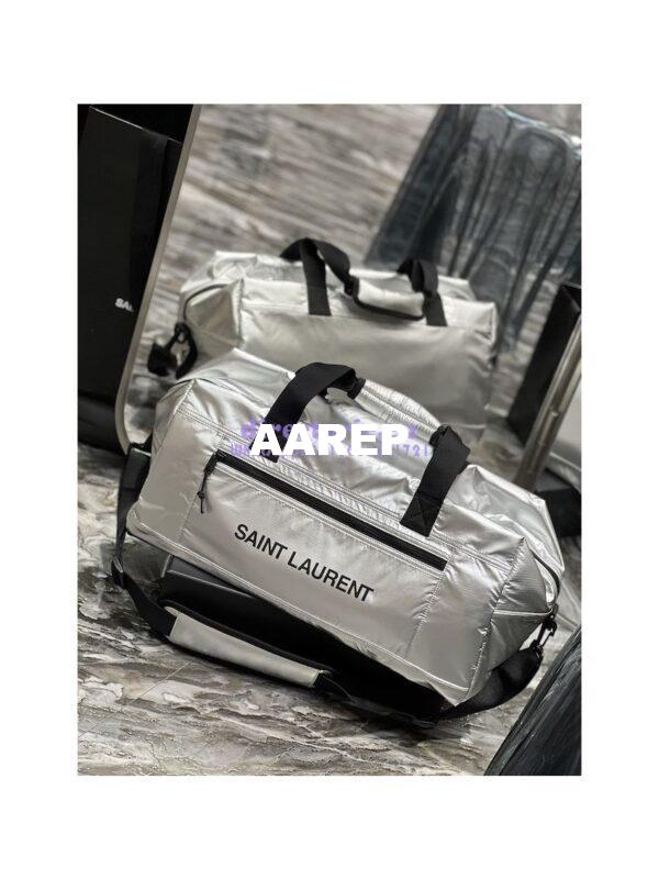Replica YSL Saint Laurent Nuxx Duffle In Metallized Nylon 581374 Platinum 4