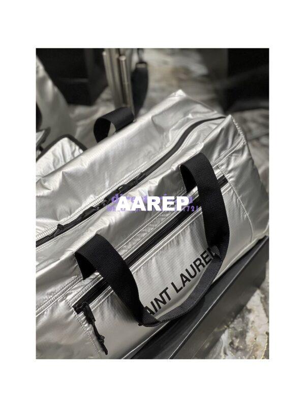 Replica YSL Saint Laurent Nuxx Duffle In Metallized Nylon 581374 Platinum 7
