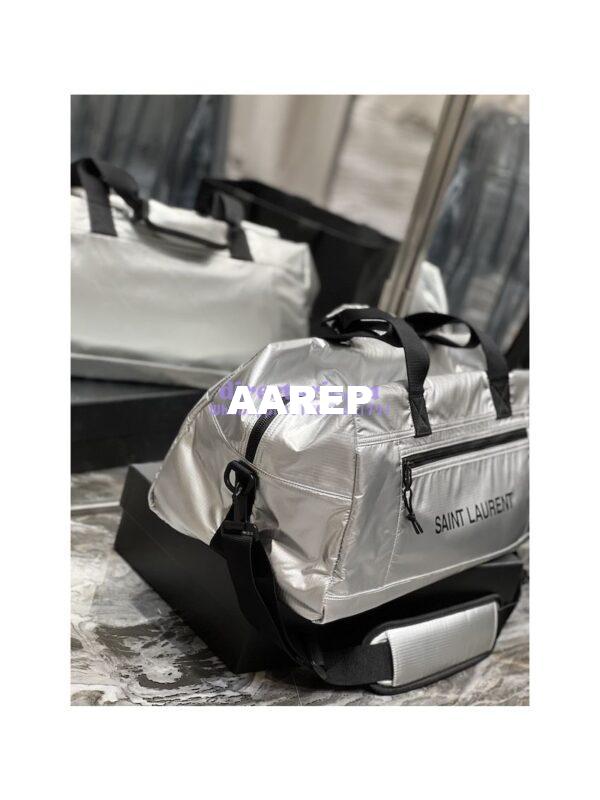 Replica YSL Saint Laurent Nuxx Duffle In Metallized Nylon 581374 Platinum 9