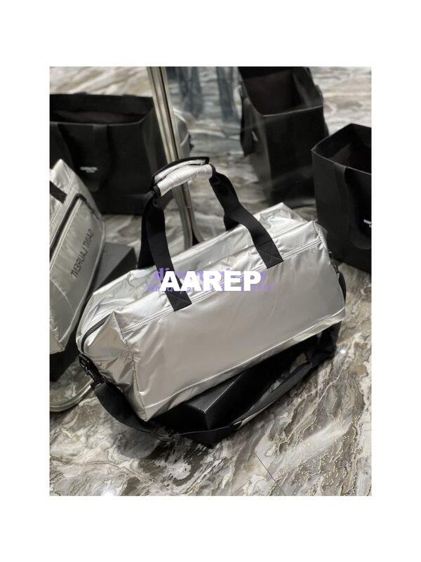 Replica YSL Saint Laurent Nuxx Duffle In Metallized Nylon 581374 Platinum 13