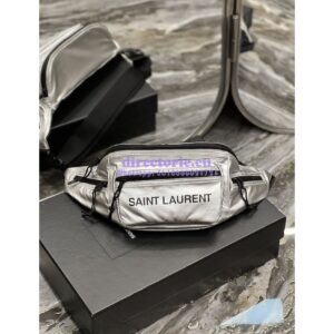 Replica YSL Saint Laurent Nuxx Crossbody Bag In Metallized Nylon 581375 Platinum