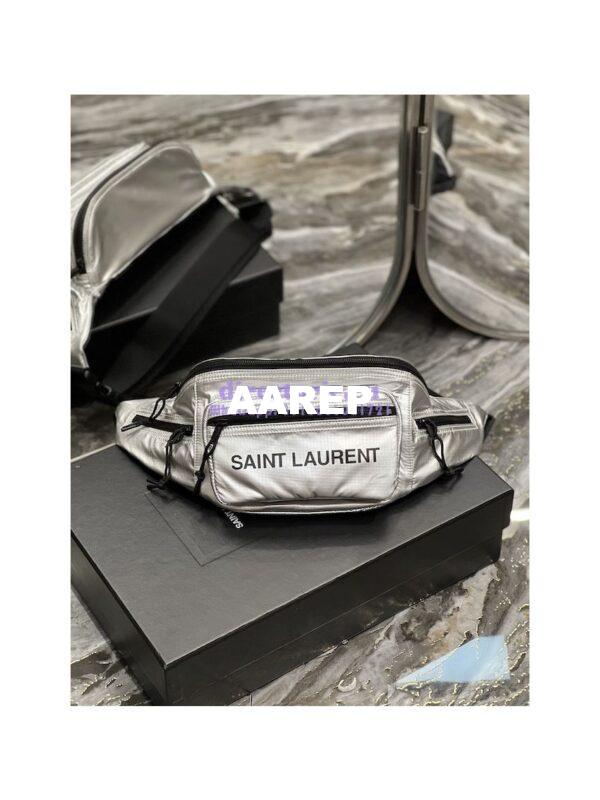 Replica YSL Saint Laurent Nuxx Crossbody Bag In Metallized Nylon 581375 Platinum 3