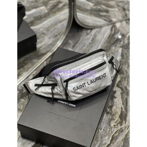 Replica YSL Saint Laurent Nuxx Crossbody Bag In Metallized Nylon 581375 Platinum 2